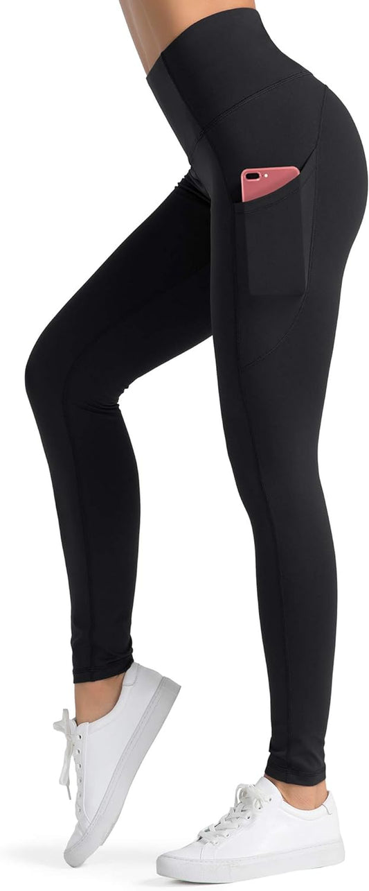 High Waist Yoga Leggings with 3 Pockets,Tummy Control Workout Running 4 Way Stretch Yoga Pants